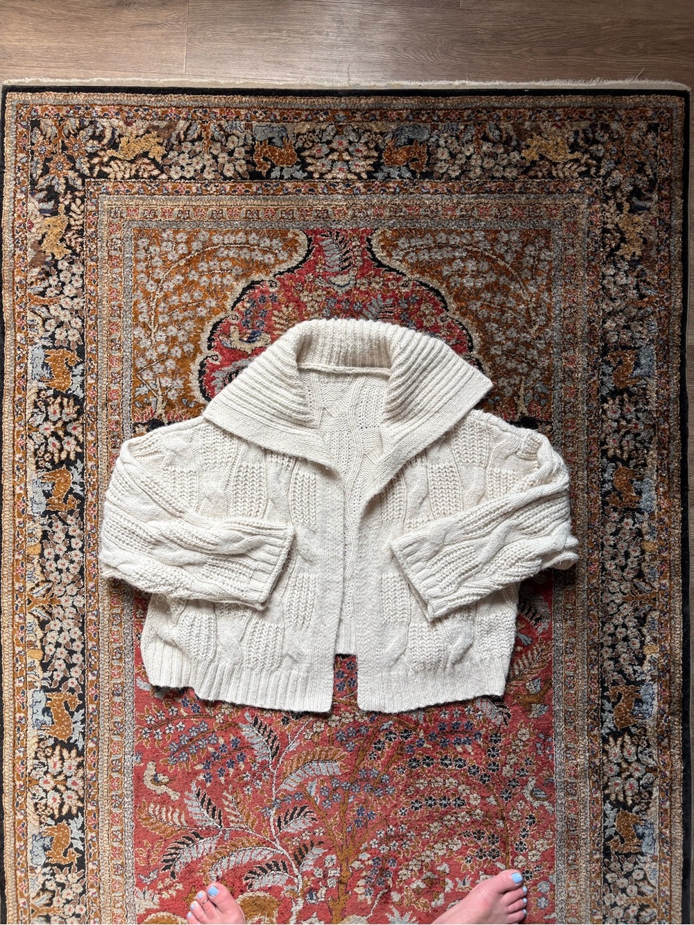 Chunky Cable Knit Cream Cardigan